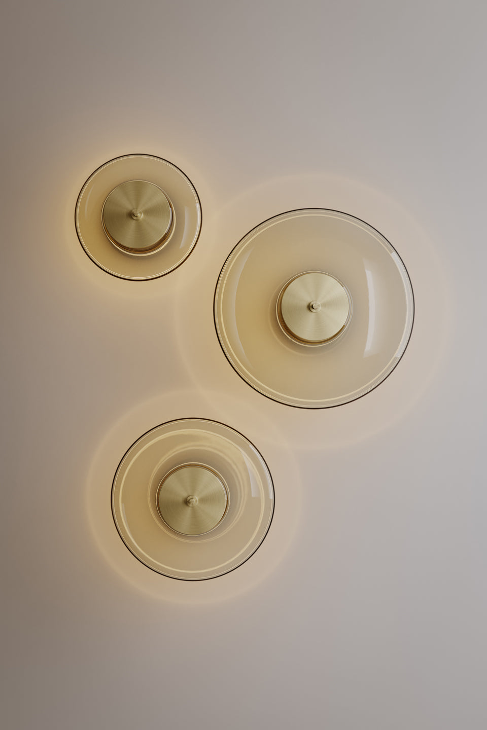 Zen wall 35 Light burnished brass w/ Transparent bronze glass