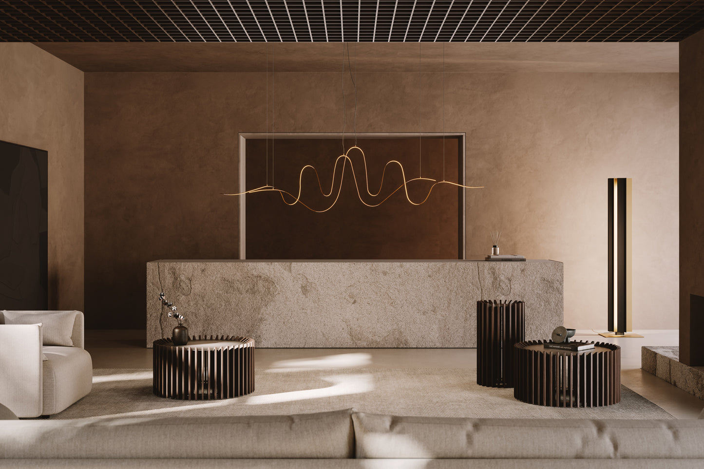 Blade Coffee Table D70 Travertine