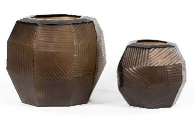 STYLING ITEM - Vase DCGI-394 / Facetted line cut Large / Smoke / 32 x 27 x 27H