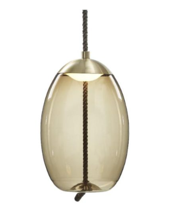 Chandelier I Pendant - Knot Uovo / Smoke Brown Glass / Brushed Champagne Lacquer / D30 x 48h