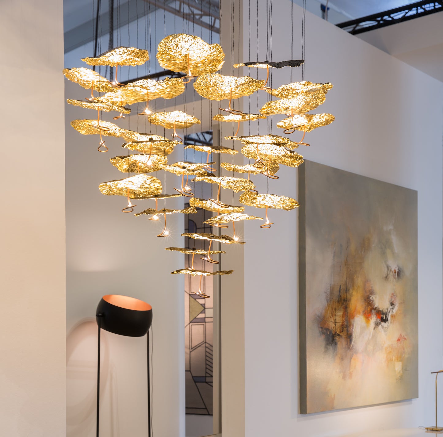 Chandelier I Pendant - Gold Moon Grappolo / D78 / 130cm drop / Gold-gold shade / 35L