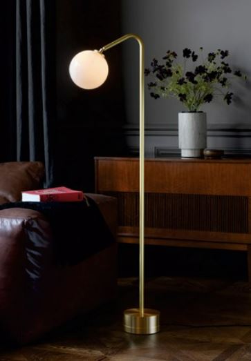 Floor lamp - Oscar / 34 x 18 x 133H / Brass / Opal Glass shade