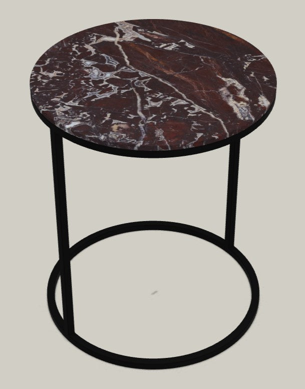 Pek Side Table Red Jasper Marble Matt