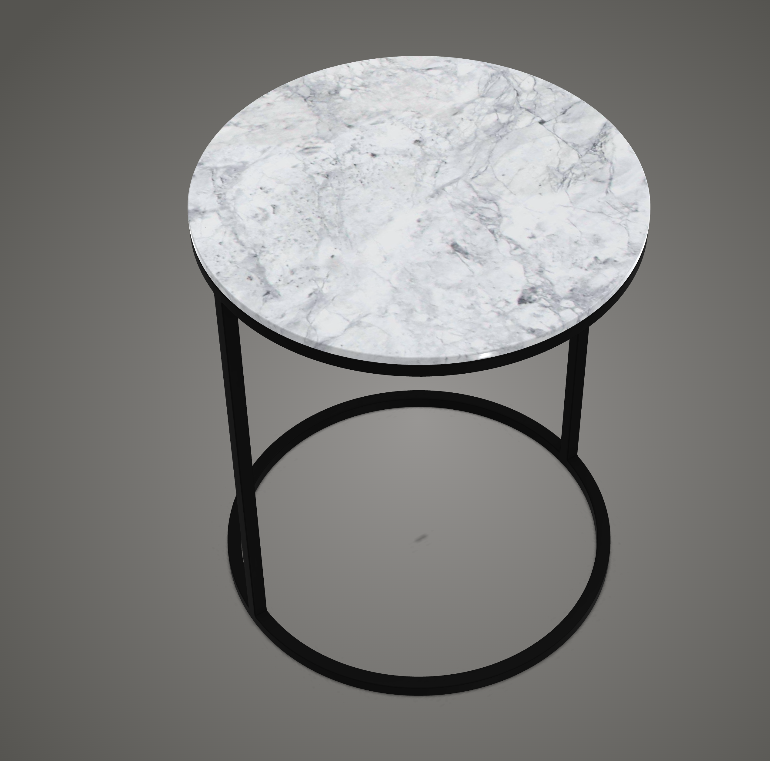 Side Table - Pek / Matt Black frame / White / Quartzite marble / D43 x 51H