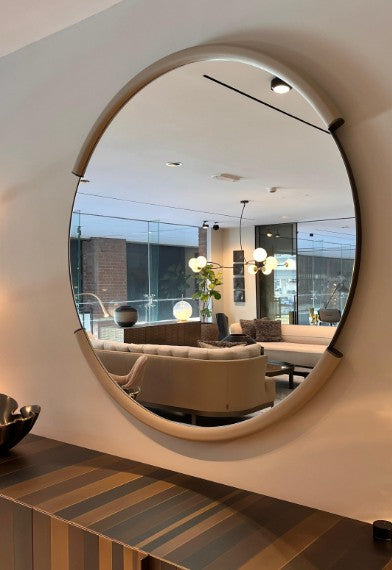 Mirror - Gaston Round / Greige / Leather 2000 col. 24 / D148