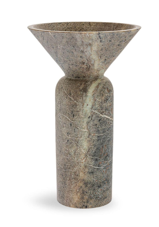 STYLING ITEM - Totem Vase 04 / Brown / 16.5 x 16.5 x 29H / Soapstone
