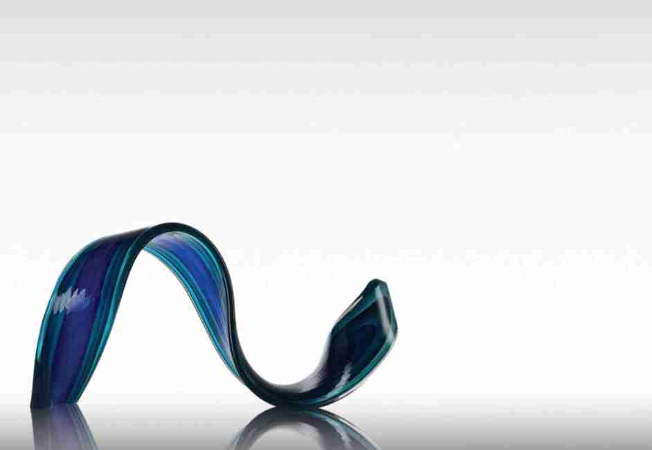 Wave Glass Sculpture Multi Blue / 57 x 20 x 28H