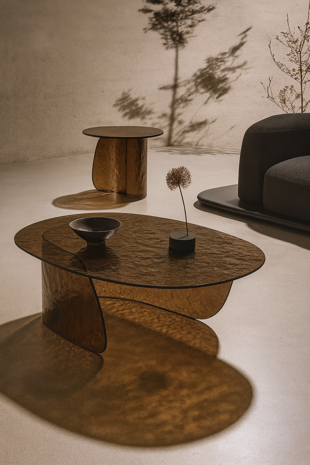 Coffee Table - Blur B / Cast Glass Bronze / 120 x 88 x 38H