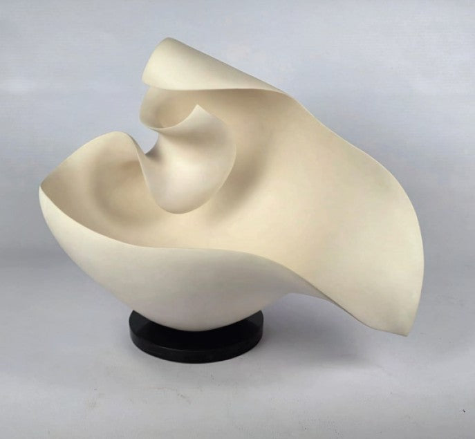 Ovum White Sculpture with Black Marble base