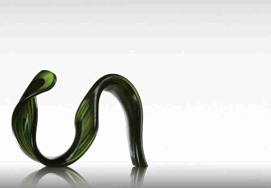 Wave Glass Sculpture Multi Green