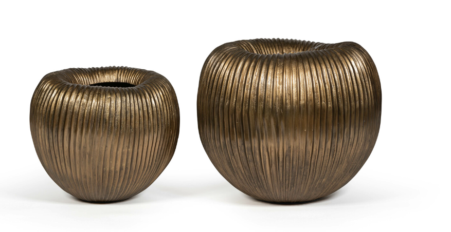 STYLING ITEM - Vase Ribbed / TH1344 / Vertical / Brass / Aluminum / D40 x 34