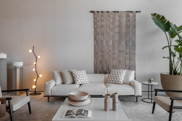 Sofa - Timothy /268x96x72H /Seat 42H /Off-white /Leather grey /Fab Kiruna 02 /Incl. 2x 50CF