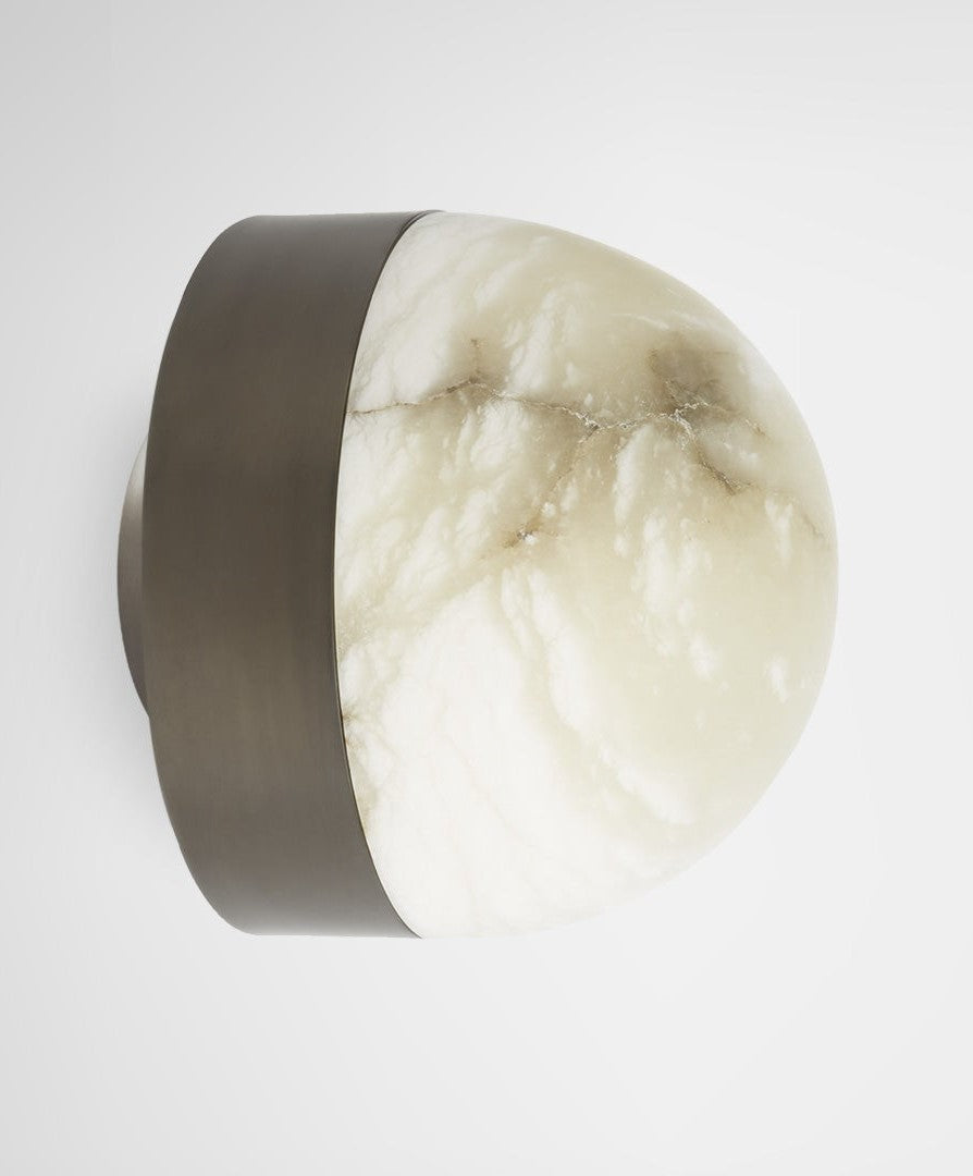 Wall Light - Lucid 200 Flush / Bronze / Honed Alabaster / Dia 20 x 20H