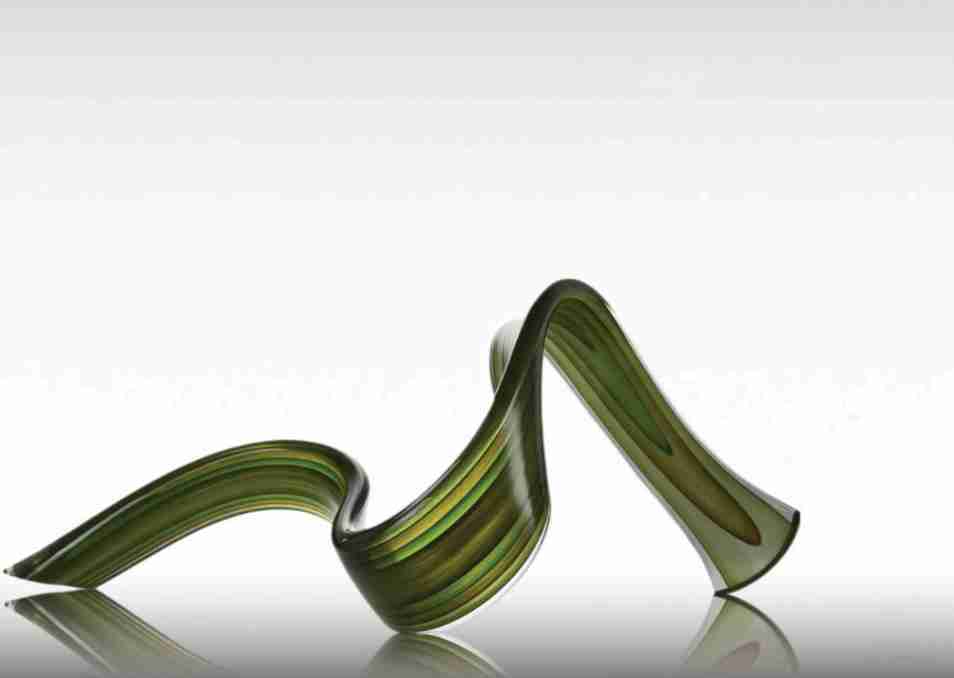 Wave Glass Sculpture Multi Green