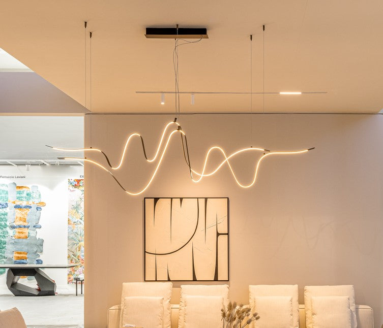 Chandelier I Pendant - Bissa / Dark Striped Bronze / 185 x 30 x 100H / Triac dimm.