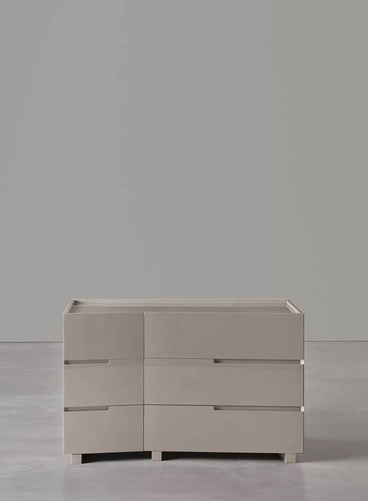 Cabinet - Wallis Duo L / Sand / Glossy Lacquered / Back-painted glass / 120x55x75H / w/ drawers