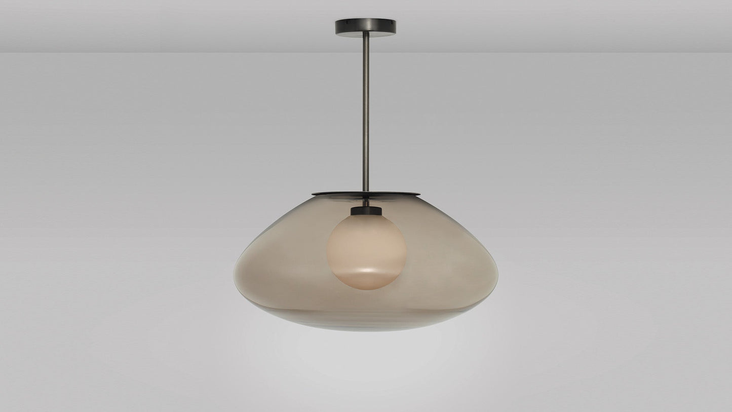 Chandelier I Pendant - Petra L / Bronze / Smoke with opal glass / D50 x 100H