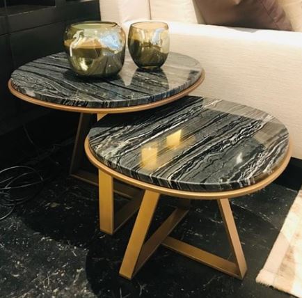 Side Table - Judd Low / 50 x 50 x 40H / Brass / Glossy Kenya Black