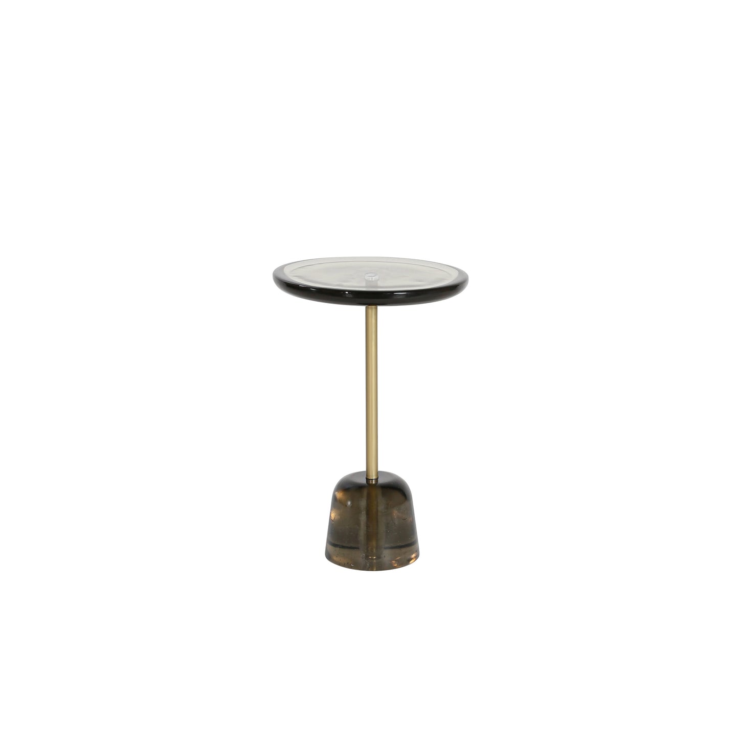 Side Table - Pina High / Light Grey Glass & Foot / Brass Base / D34 x 52h