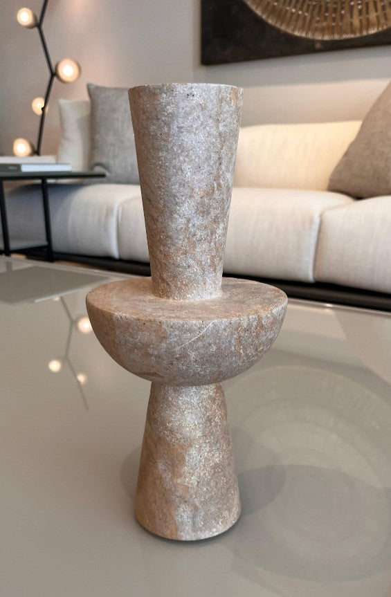STYLING ITEM - Totem Vase 03 / Brown / 14 x 14 x 30H / Stone