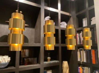 Chandelier I Pendant - Ring / 10 x 24H / 150cm drop / Satin Brass / Cluster of 4