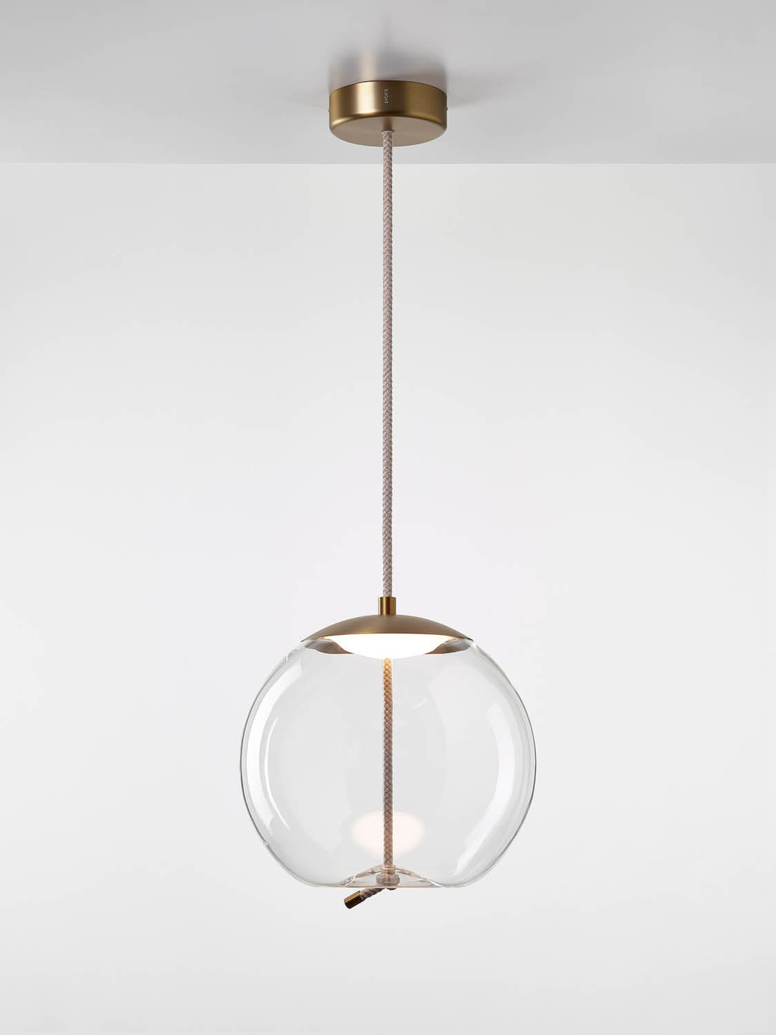 Chandelier I Pendant - Knot Sfera / Transparent Glass / Brushed Bronze Laqcuer / D50 x 49h