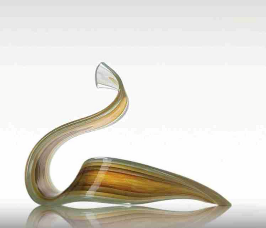 Wave Glass Sculpture Multi Amber & Green
