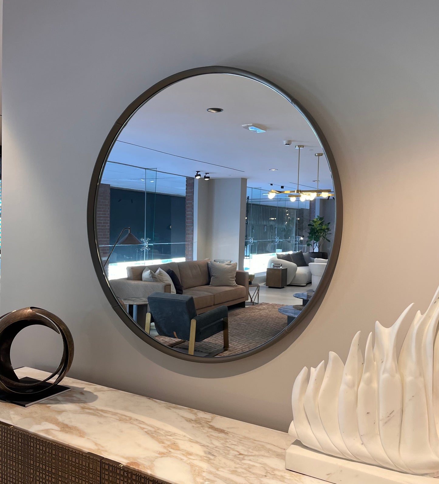 Mirror - Birk 110 / Dia 110 x 5 / Beige / Leather Cleveland 02