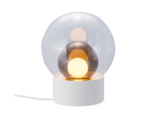 Table lamp - Boule Small / Transparent / Smokey Grey Glass/ White Base / D29 x 35.5h