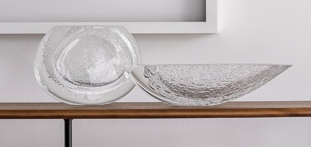 STYLING ITEM - Vase Canoe 160 / Transparent Bubbles / Glass / 36 x 8 x 10h