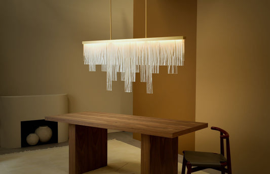 Cascata Long Ceiling Rose Bronze Wavy Kiln Glass