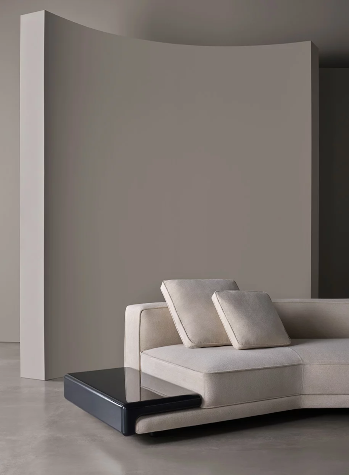 Cushion - Deco Throw 50CF with band / Taupe / Fabric Pompei 03 / 50 x 50