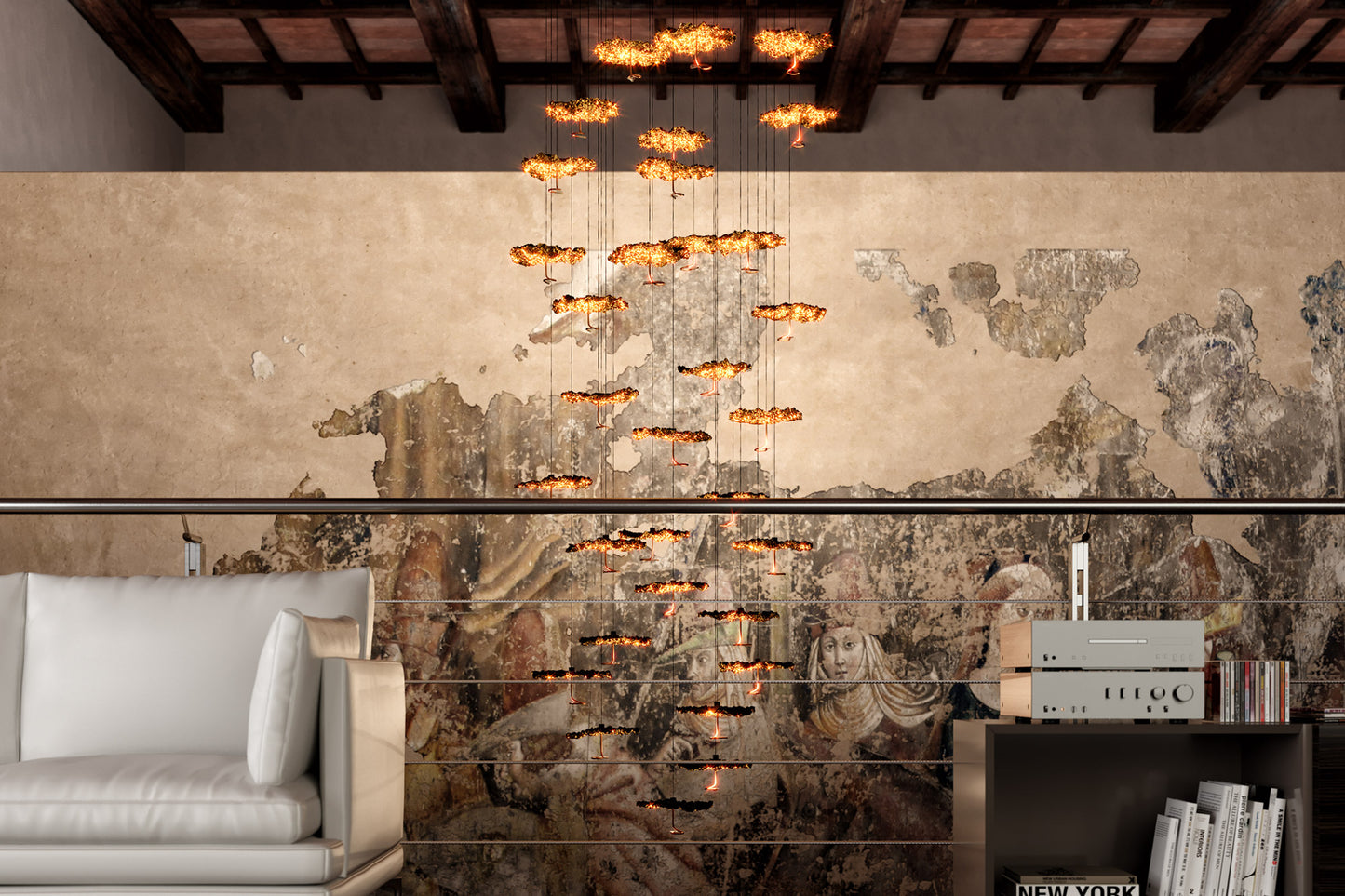 Gold Moon Cascata Chandelier Gold-gold shade