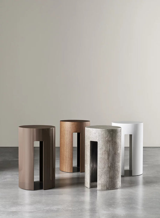 Gong Side Table Glossy resin jute