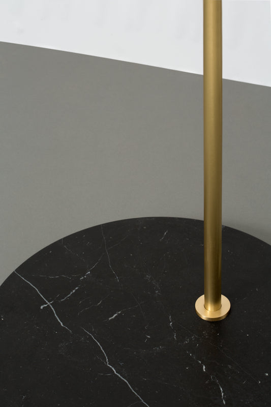 Heron Floor lamp Satin brass w/ Honed black marquina marble