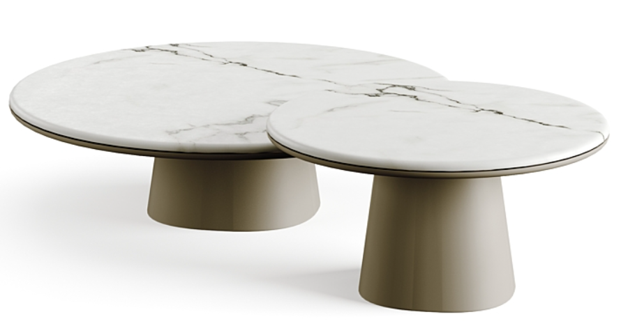Leon D90 Coffee Table Sand base Glossy Calacatta Gold marble