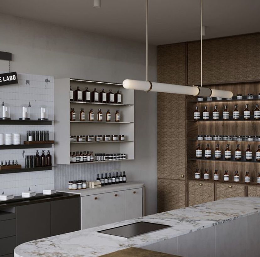 Scandal Long Pendant Brass Snow