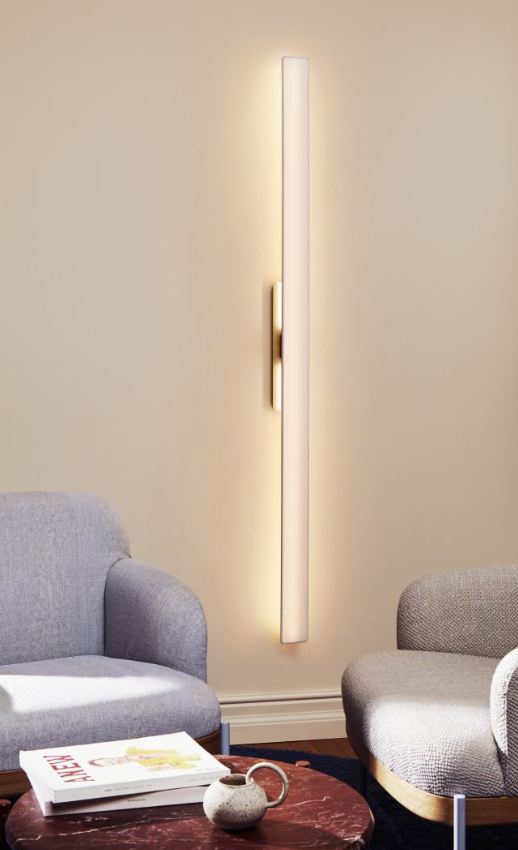 Fly Wall Light Satin Golden Nickel White cotton shade