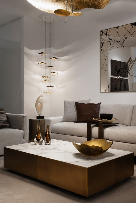 Gold Moon Cascata Chandelier Gold-gold shade 9L