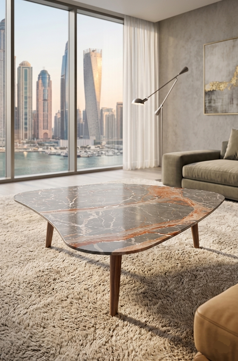 Stone Coffee Table Walnut Was AED 21,310+