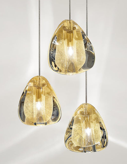 Mizu 7 lights Chandelier Clear crystal with Gold Leaf