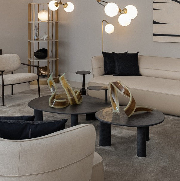 Wave Glass Sculpture Multi Amber & Green