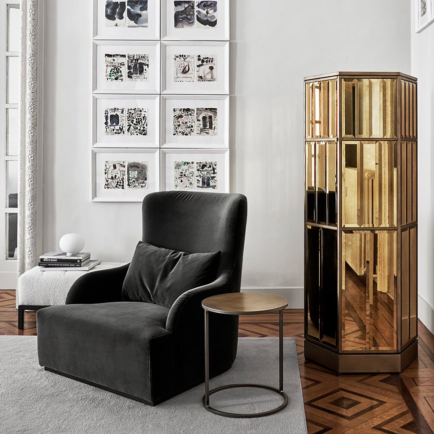 Side Table - Pek / D43 x 51H / Matt Black / Bronze top