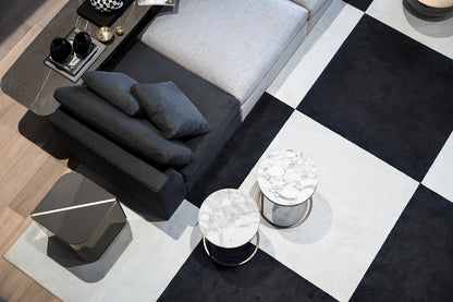 Pek Matt Black Side Table Glossy Calacatta Gold marble