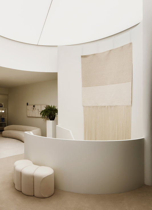 Baco Ottoman Off-White Fabric