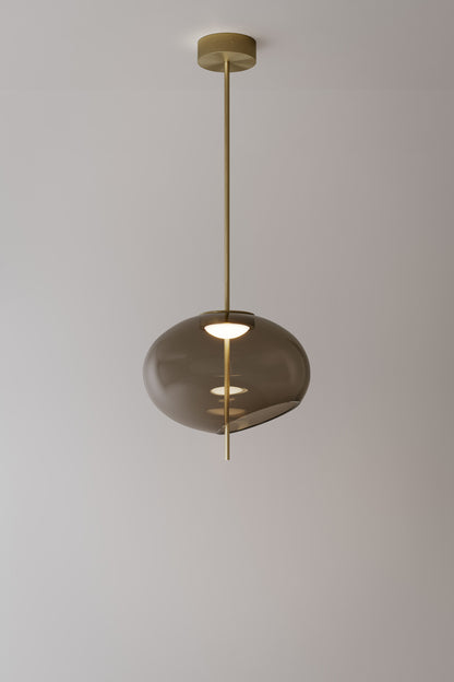 Trou OAD 140H Pendant Brass structure w/ Dove grey glass