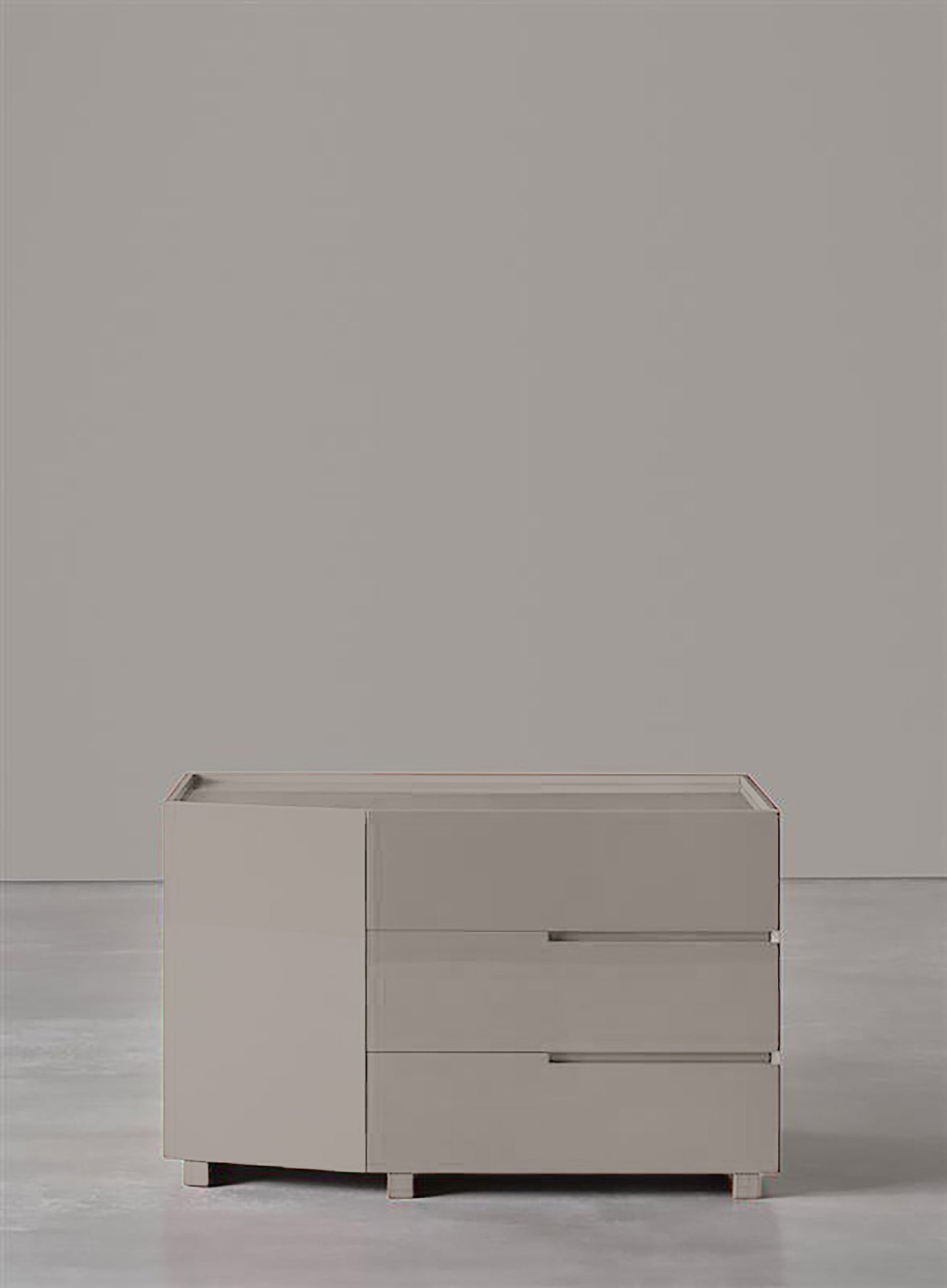 Cabinet - Wallis Duo L / Sand / Glossy Lacquered / Back-painted glass / 120x55x75H / w/ drawers