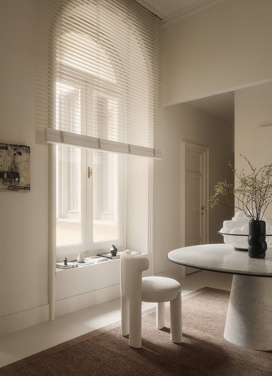Owen Dining Table in Travertine Titanium