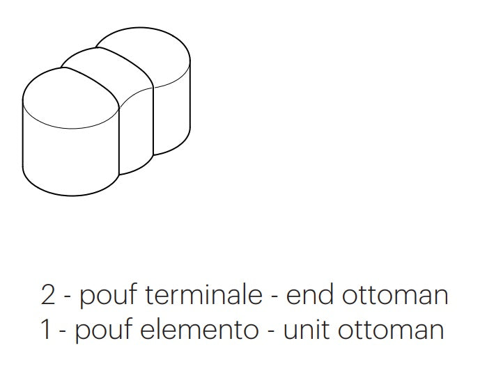 Baco Ottoman upholstered in fabric