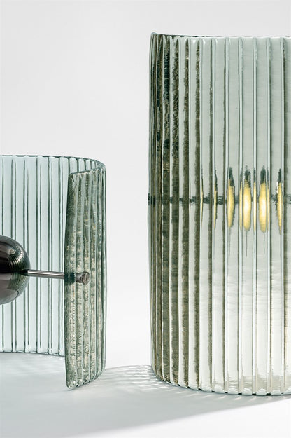 Bonfire Stripes Table Lamp Small Bronzed Molten Curved Glass